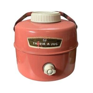 1950s Therm A Jug Hot Cold 1 Gallon Thermos w/ Cup by Knapp Monarch Vintage Pink